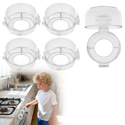 Stove Knob Covers for Child Safety, 5 Pack White Gas Stove Protector, Baby Proof Kitchen Knob Guards, Heat Resistant Clear Stove Knob Covers, Easy Install Universal Design