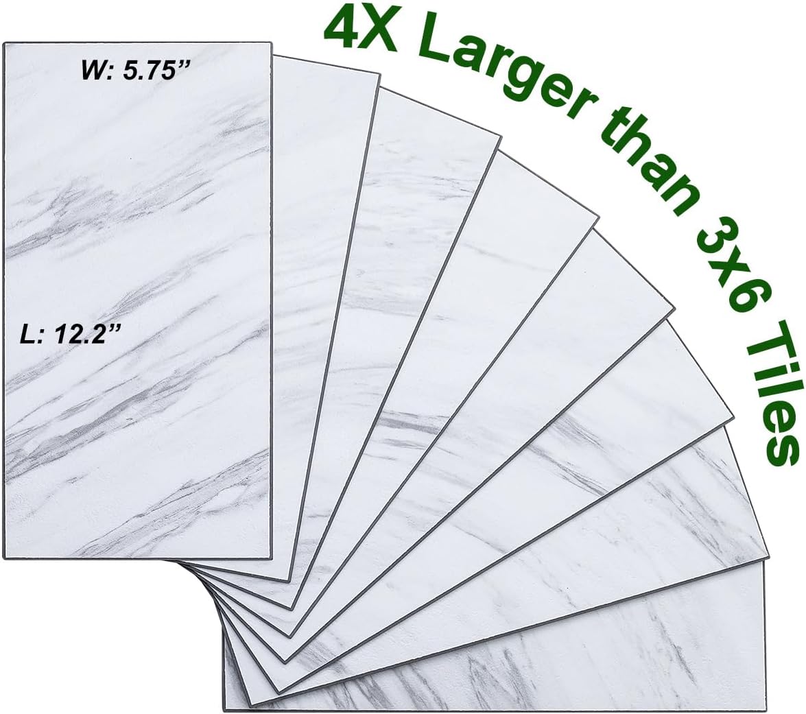 AULIGET 6" x 12" Black Slate Peel and Stick Backsplash Wall Tiles, PVC Faux Stone Stick on Tiles for Backsplash Kitchen, Bathroom, Laundry Room, Camper, Fireplace (Pack of 20)