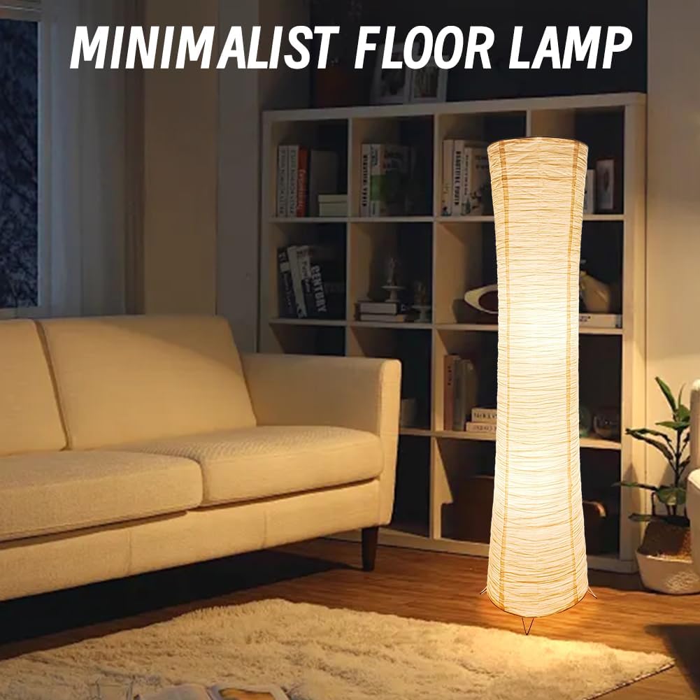 YY YEARCHY Floor Lamp Paper Lamp Japanese Standing Lamps with Rice Paper Shade for Bedroom Livingroom Slim