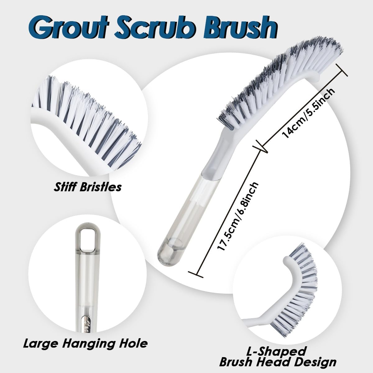 3 Pack Shower Scrub Brush Set, Stiff Bristles Grout Cleaner Brush, Scrub Brushes for Cleaning Bathtub, Bathroom, Shower, Tile, Carpet, Kitchen, Sink, Floor (Green)