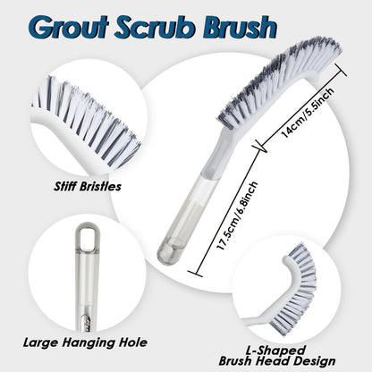 3 Pack Shower Scrub Brush Set, Stiff Bristles Grout Cleaner Brush, Scrub Brushes for Cleaning Bathtub, Bathroom, Shower, Tile, Carpet, Kitchen, Sink, Floor (Green)