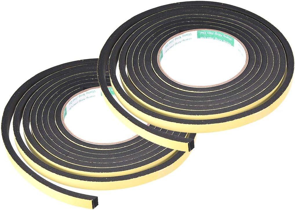 uxcell Sealing Foam Tape 5mm Wide 3mm Thick 4m/13ft Long, Self Adhesive Weather Strip for Window Door Insulation, Pack of 2