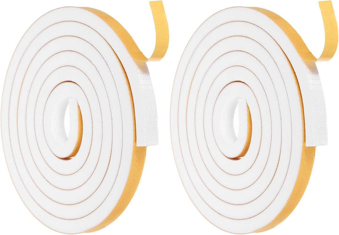 MECCANIXITY Weather Door Seal Strip Tape, Door Insulation Stripping Single Side Strong Self Adhesive Foam Tape Gap Filler for Door, Window, 1/4 Inch x 1/16 Inch x 32 Feet White 2 Pack