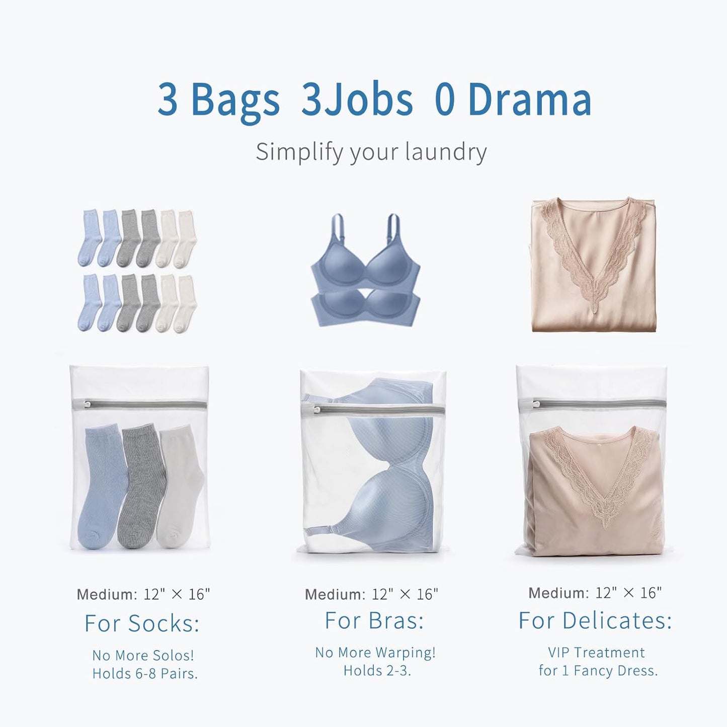 Muchfun 4Pcs Durable Fine Mesh Laundry Bags for Delicates 16 x 20 Inches | (4 Large)