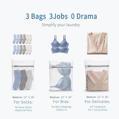 Muchfun 4Pcs Durable Fine Mesh Laundry Bags for Delicates 16 x 20 Inches | (4 Large)