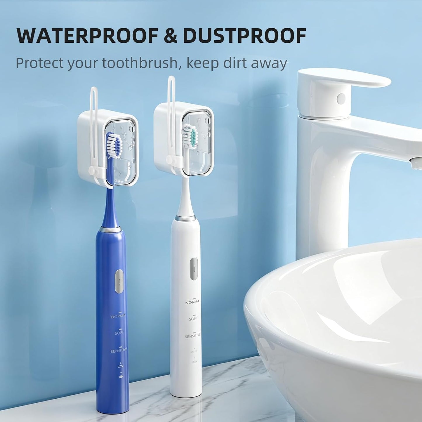 Travel Toothbrush Cover 2PCS,【Innovative Band Design】 Stay Closed Electric Toothbrush Covers Caps, Toothbrush Head Cover for Travel, Camping,Bathroom, Business
