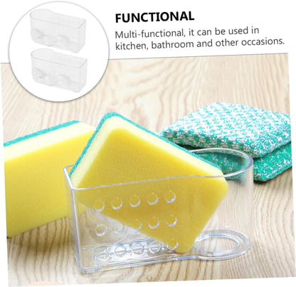 2 Pcs Sponge Storage Rack for Kitchen and Bathroom Hollow Bottom Duster Cloth Drainer Quick Drying Scouring Pad Organizer Space Saving Shelving
