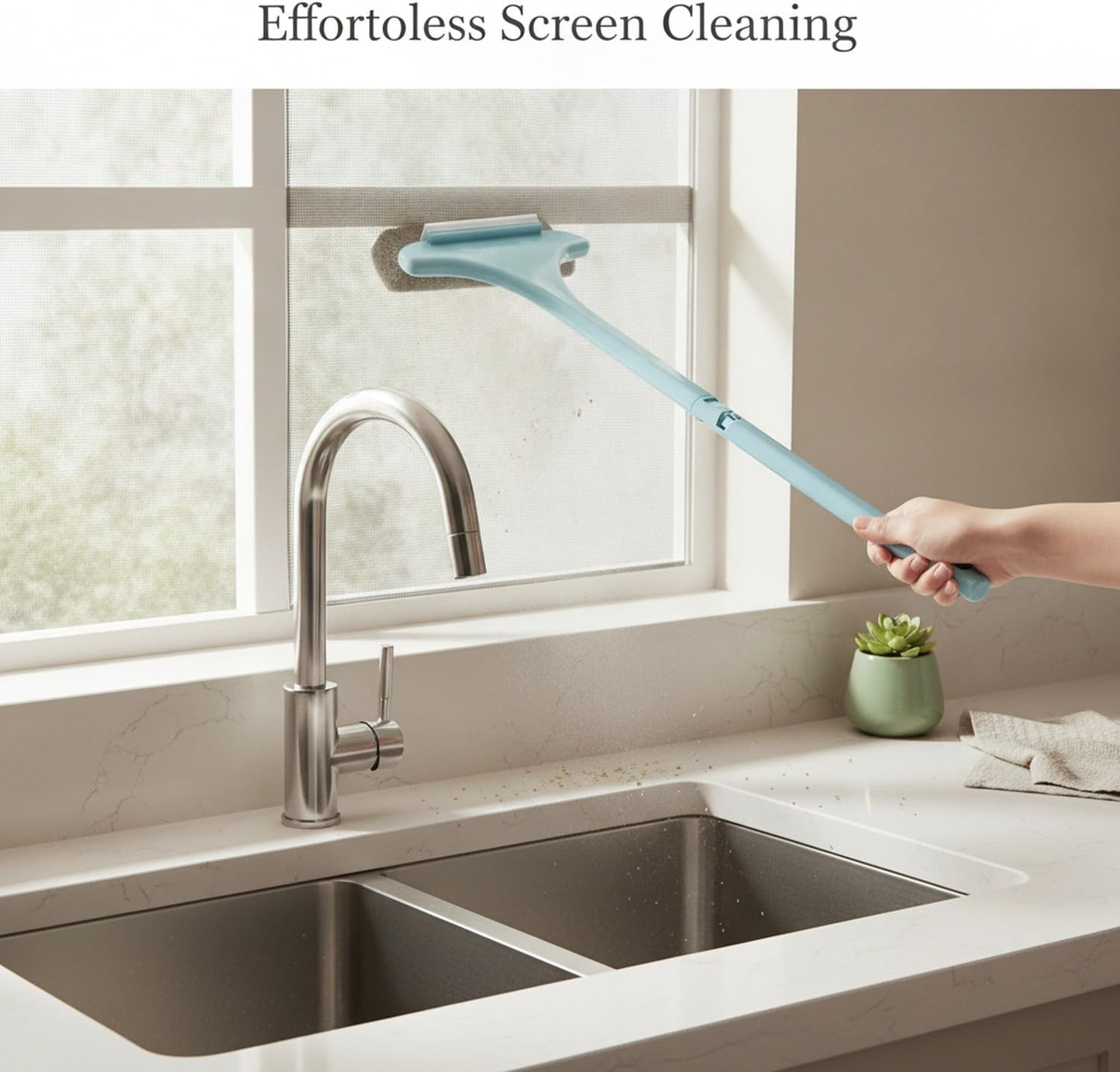 Versatile Double-Sided Screen & Glass Cleaning Brush, Multipurpose Mesh Tool for Fixed Windows, Durable PP Plastic