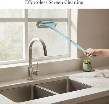 Versatile Double-Sided Screen & Glass Cleaning Brush, Multipurpose Mesh Tool for Fixed Windows, Durable PP Plastic