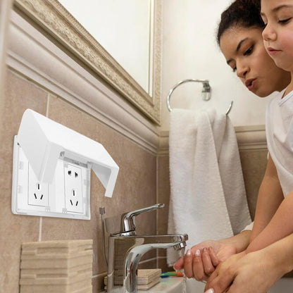 DOITOOL Waterproof Socket Protective Cover Sticky Style Double-Position Thickened Outlet Cover Weatherproof Socket Box for Home Kitchen Bathroom Easy Installation 7.95X4.76X2.95 Inch