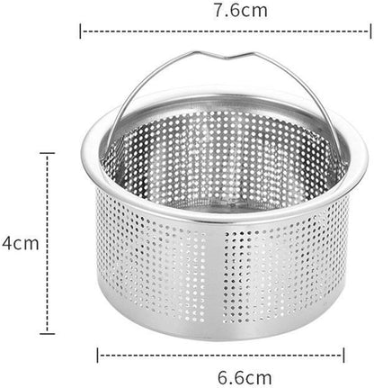 2 Pack Sink Strainer Basket, Stainless Steel Sink Drain with Handle Kitchen Drain Basket 3in Outer Diameter Kitchen Utensils for Restaurant Home