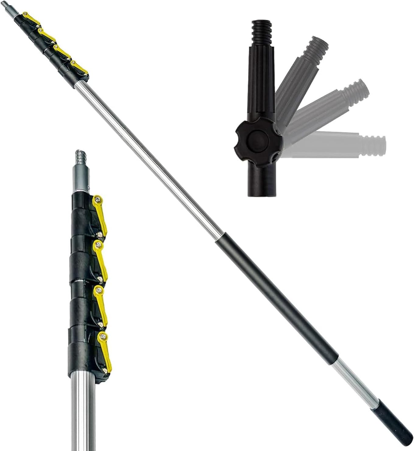 DOCAZOO DOCA Telescoping Pole 7-28 Ft - Extension Pole for Cleaning, Feather Duster, Window Washing Kit, Paint Roller, Window Squeegee - High Reach Extendable Kit for Indoor & Outdoor - Pole Only