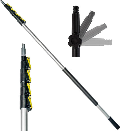 DOCAZOO DOCA Telescoping Pole 7-28 Ft - Extension Pole for Cleaning, Feather Duster, Window Washing Kit, Paint Roller, Window Squeegee - High Reach Extendable Kit for Indoor & Outdoor - Pole Only
