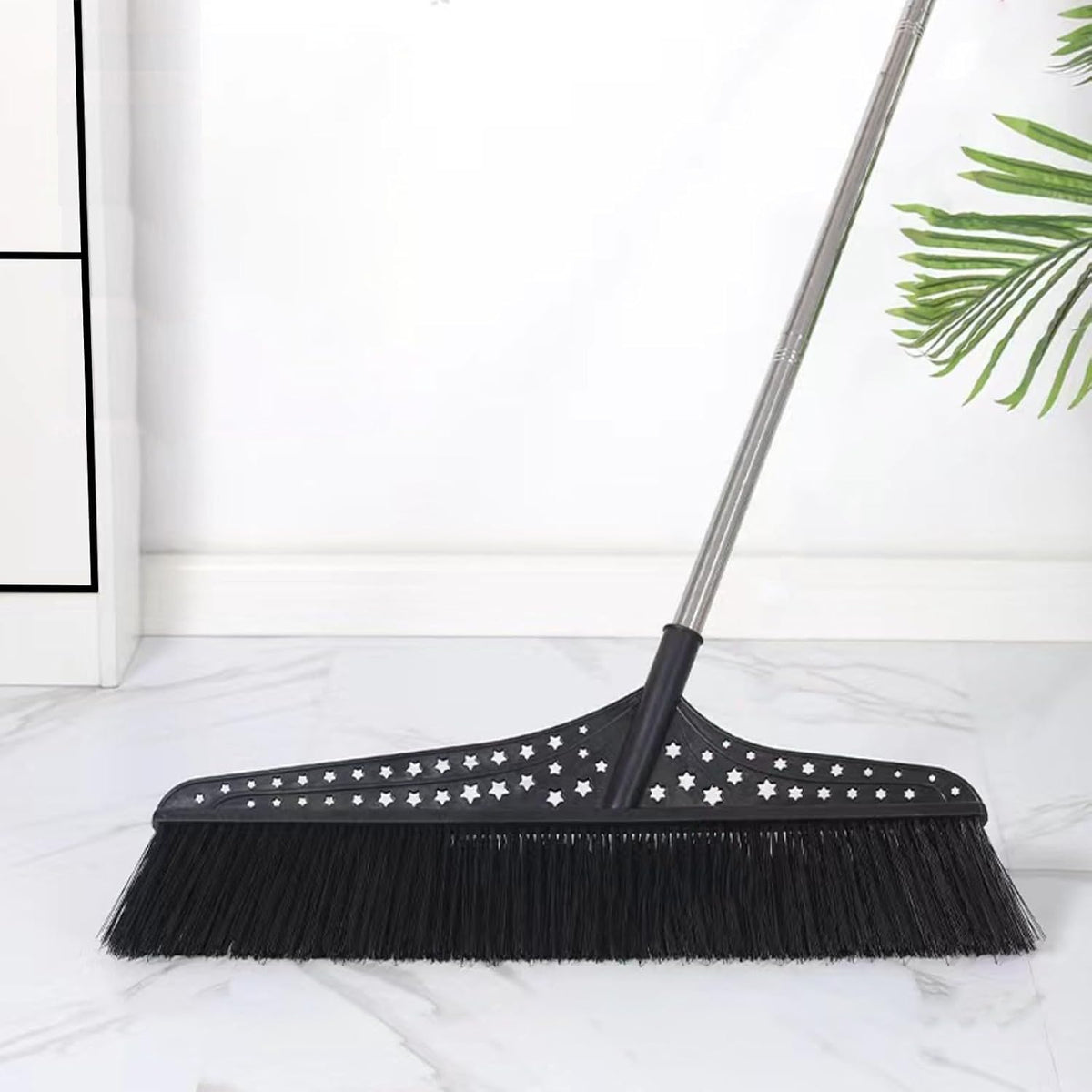 Heavy Duty Broom, Durable Sweeper Broom with Stainless Steel Handle, Outdoor Broom for Driveways Patios Open Areas(Black,70cm)