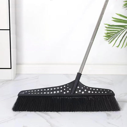 Heavy Duty Broom, Durable Sweeper Broom with Stainless Steel Handle, Outdoor Broom for Driveways Patios Open Areas(Black,70cm)