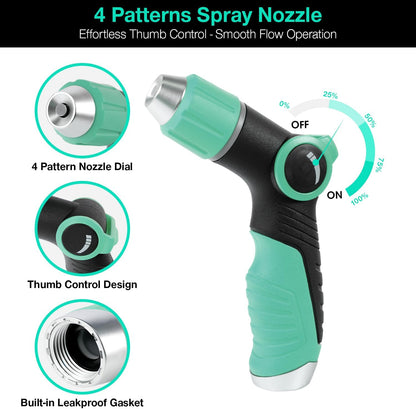 Besiter Garden Hose Nozzle Sprayer: 2 Pack 10 Watering Patterns Spray Nozzles Heavy Duty Metal Hose Head Hose Attachment, Thumb Control On Off Valve