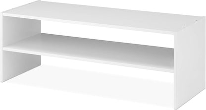 Whitmor Wood Stackable 2-Shelf Shoe Rack, White, 24 inches