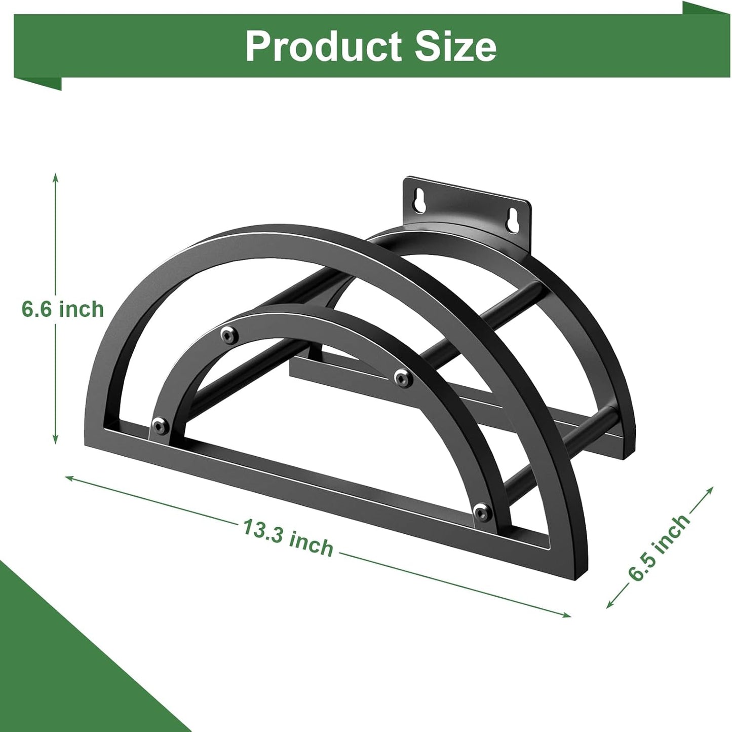 OLV Hose Holder Wall Mount, Outdoor Water Hose Holder Holds 125-ft Hose, Heavy Duty Metal Detachable Hose Hanger Reel Storage Organizer, Hose Rack for Outside Garden Lawn Yard Farm, Black