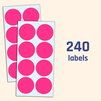 2" Round Large Colored Moving Stickers Labels - 10 Colors, Pack of 240