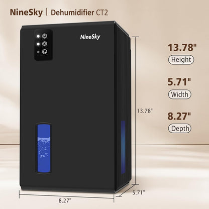 NineSky Dehumidifier, 1000 sq.ft Dehumidifiers for Home with 95oz Large Water Tank,Quiet Dehumidifier with 7-Color Ambient Light & Auto Shut Off, Dehumidifier for Basement, Bedroom, Bathroom (Grey)
