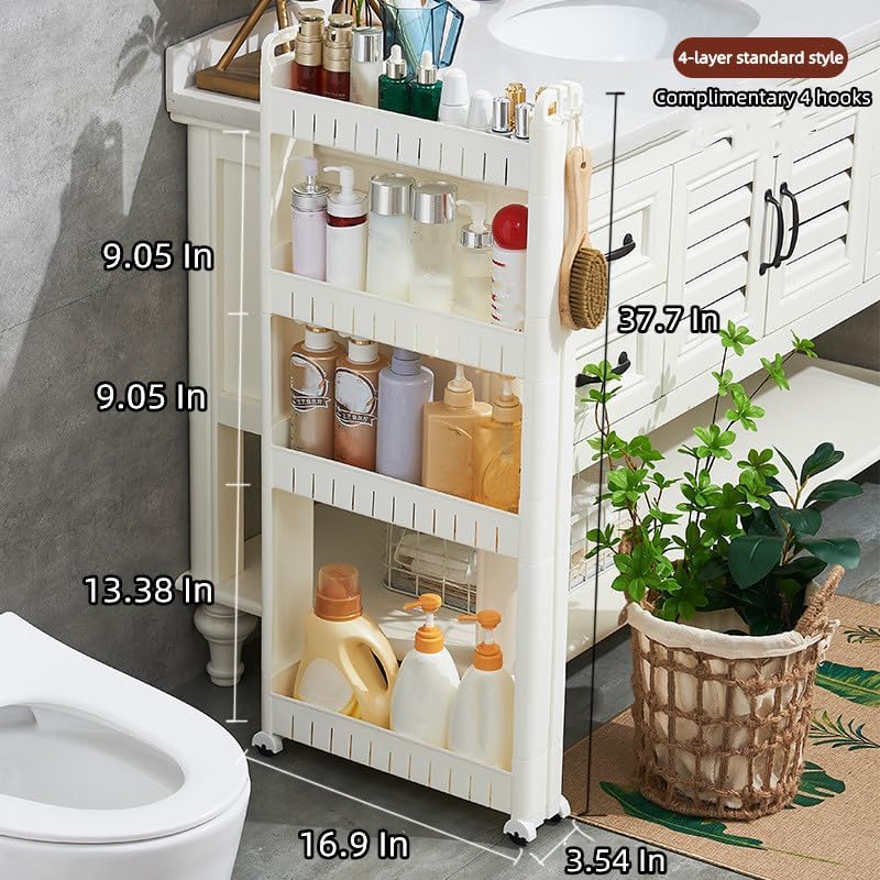 Slim Storage Car Durable Slim Storage Cabinet with Wheels Narrow Shelf Rack for Kitchen,Bathroom,Study,Office,Etc (3 Tier elevated)