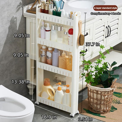 Slim Storage Car Durable Slim Storage Cabinet with Wheels Narrow Shelf Rack for Kitchen,Bathroom,Study,Office,Etc (3 Tier elevated)