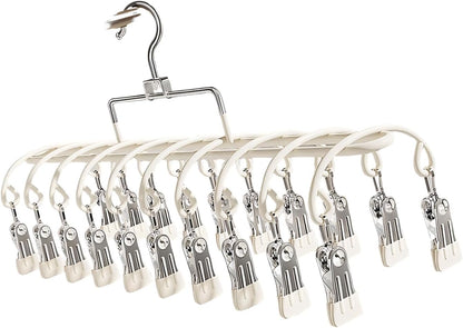Stainless Steel Garment Hanger 20 Secure Foldable Clips Home Vacation Accessory Outdoor Portable Garment Drying Hanger