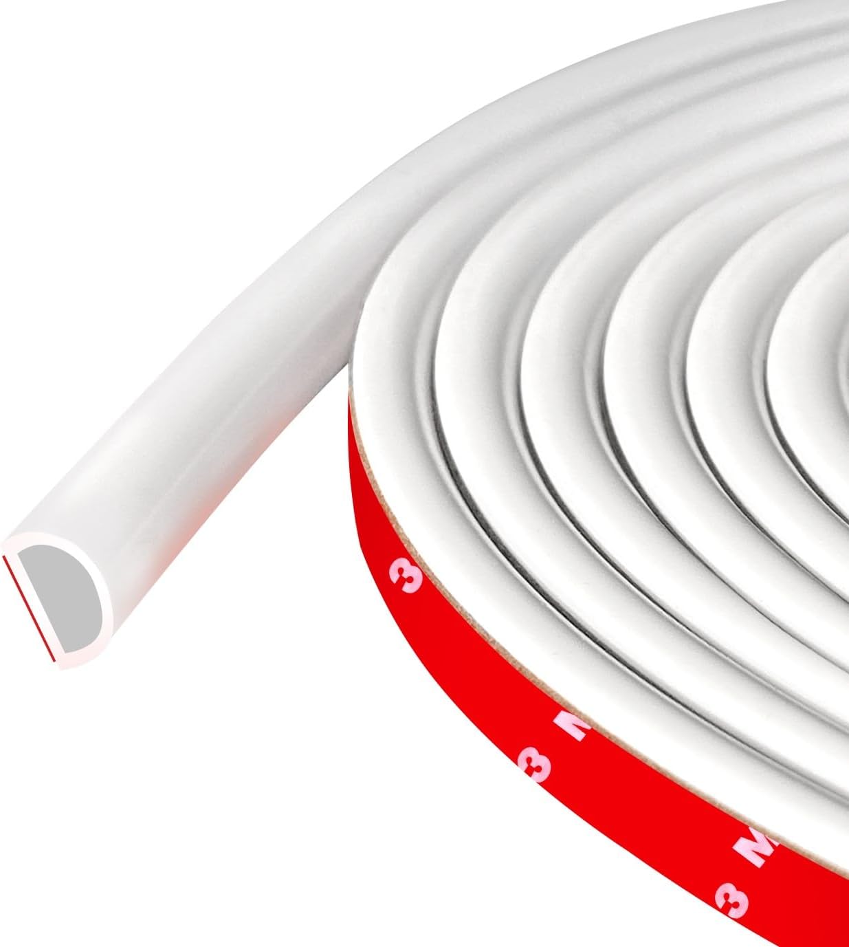 Weather Stripping Door Seal Self Adhesive Weather Strip Silicone D Shaped Door Seal Strip for Door Frame/Window Seal, 20Ft, Brown (3/8" W × 1/4" T)