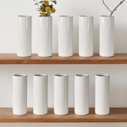 Modern Small Flower Vases 8 Pack - Ceramic, White