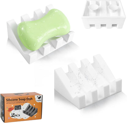 Soap Dish Holder for Shower with Suction Cup, Silicone Soap Holder & Saver Self-Draining Bar Soap Dish Keeps Soap Dry for Bathroom, Kitchen, Bathtub, Extends Soap Life (Black-1Pack)