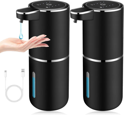 2 Pack Automatic Soap Dispensers,12.8oz/380ml USB Touchless Automatic Foaming Soap Dispenser,Rechargeabled Wall Mounted Smart Soap Dispenser for Bathroom Kitchen Dish Soap