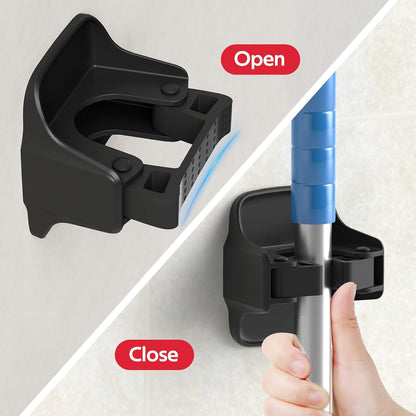 reliahom Broom Holder Wall Mount Mop Grippers organizer wall hanging, 3Pack | No Drilling Self Adhesive Easy install Anti-Slip Mop Broom Hanger Storage Rack for Kitchen,Laundry Room,Garden,Garage