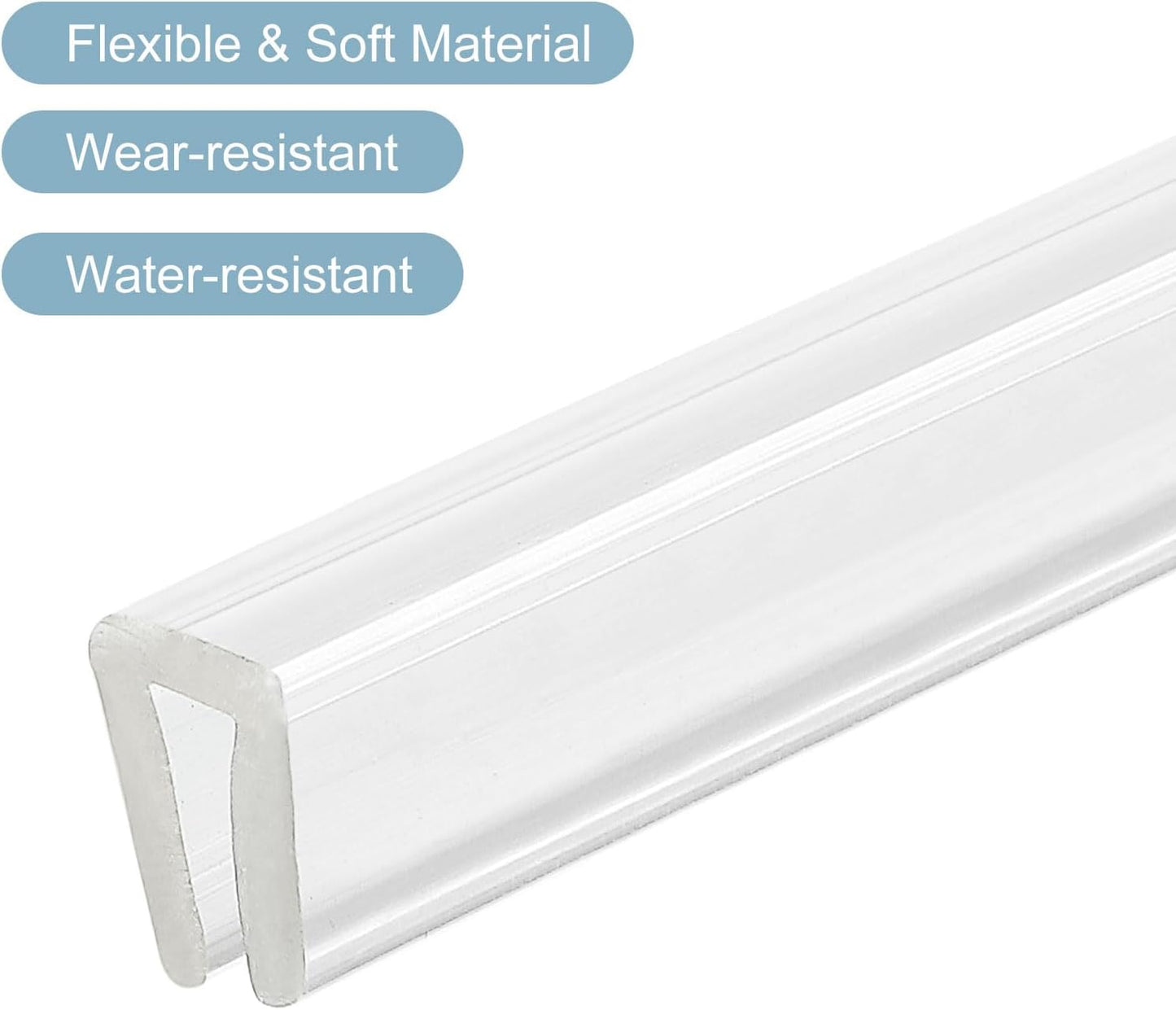 uxcell U Channel Edge Trim, 4.9ft Length Soft Rubber Guard Seal Strip Edge Protector Fit for 1-2mm Edge, (9/32" W x 5/32" H) Clear