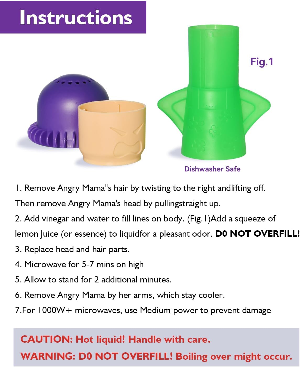 Angry Mama Microwave Cleaner - Microwave Steam Cleaner for Inside, Steam Disinfects with Vinegar/Water(Green)