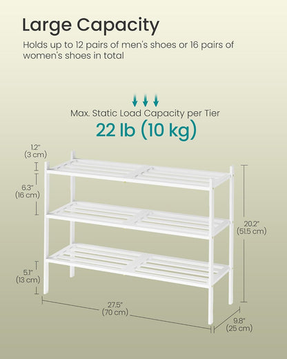 SONGMICS Bamboo Shoe Rack for Closet, Stackable Shoe Oragnizer with Modular Structure, Space-Saving Free Standing Shelf for Entryway Bedroom, 2-Tier, Holds 9-12 Pairs, Natural Color ULBS052YL01