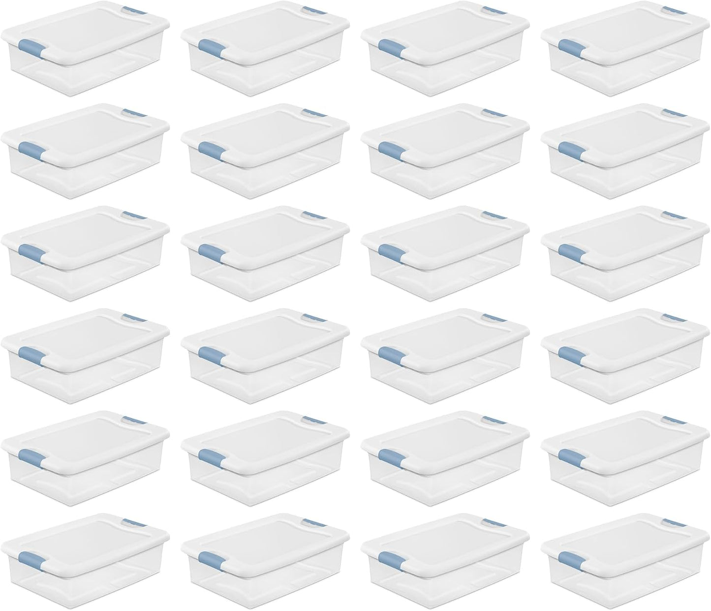 Sterilite 4-Pack 56 Quart Wheeled Latching Box, Underbed Clear Plastic Storage Organizer - Under Bed Rolling Container Bin with Lid and Wheels for Home or Dorm Bedrooms and Closets