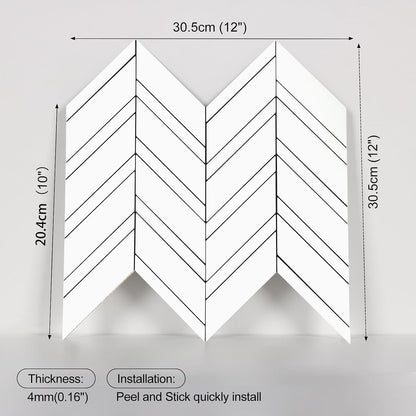 Yipscazo 10-Sheet Herringbone Backsplash Peel and Stick Tile, Polished White PVC Stick on Backsplash for Kitchen, Waterproof Self Adhesive Wall Tile for Bathroom