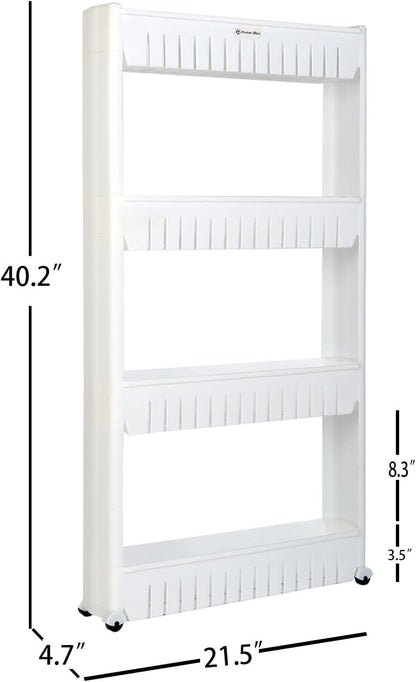 Laundry Room Organizer, Mobile Shelving Unit Organizer with 5 Large Storage Baskets, Gap Storage Slim Slide Out Pantry Storage Rack for Narrow Spaces
