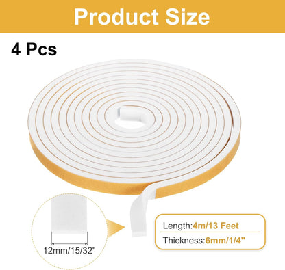 MECCANIXITY Weather Door Seal Strip Tape, Door Insulation Stripping Single Side Strong Self Adhesive Foam Tape Gap Filler for Door, Window, 1/4 Inch x 1/16 Inch x 32 Feet White 2 Pack