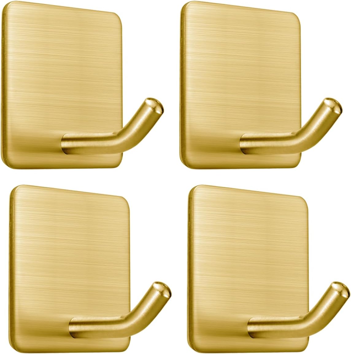 FOTYRIG Heavy Duty Adhesive Towel Hooks Stick on Towel Hanger Wall Holder Waterproof Stainless Steel Sticky Hooks for Hanging Bathroom Kitchen Home-4 Packs