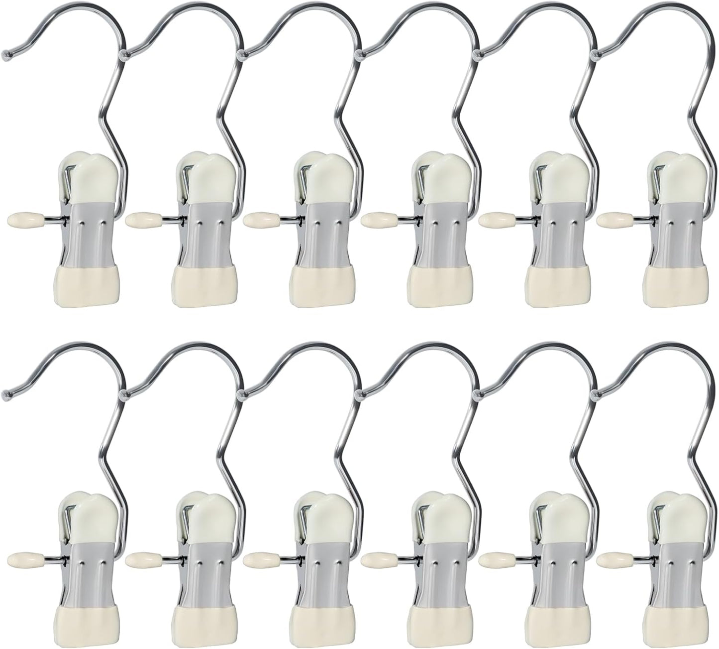 15/30Pcs Upgrade Double Head Clamp Dipped Clothespin for Laundry Hooks with Clips, Boot Holder, Hanging Clips, Portable Multifunctional Hangers Single Clip Space Saving for Jeans, Hats (15, White)