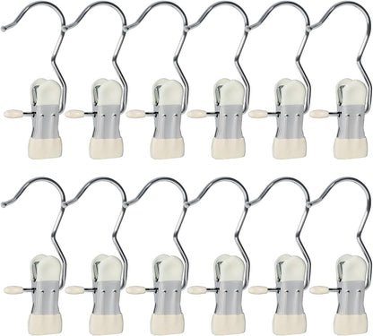 15/30Pcs Upgrade Double Head Clamp Dipped Clothespin for Laundry Hooks with Clips, Boot Holder, Hanging Clips, Portable Multifunctional Hangers Single Clip Space Saving for Jeans, Hats (15, White)