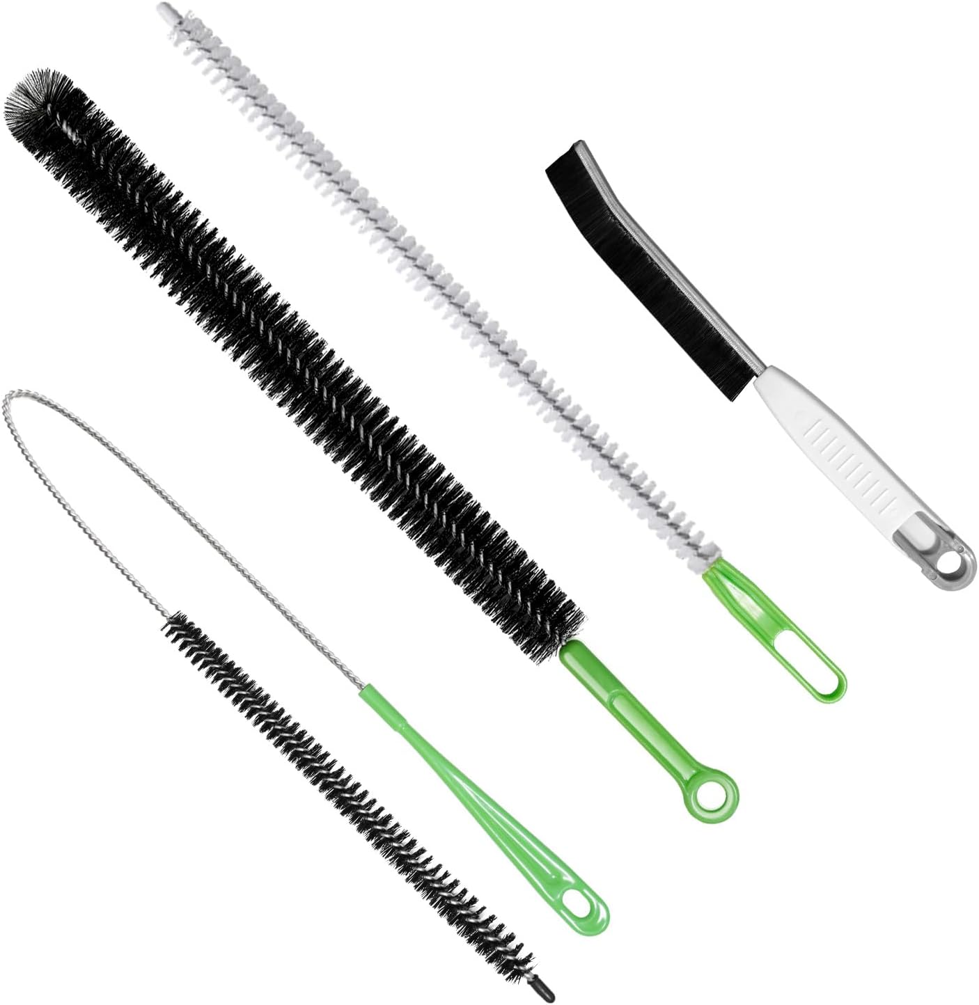 4pcs Flexible Cleaning Brush Set for Dryer Vents, Fridge Coils, HVAC Systems & Tight Spaces – Multi-Use Lint and Dust Remover with Crevice Brush and Detailing Tools