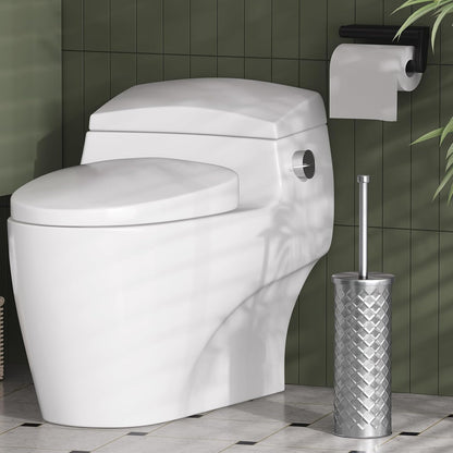 Toilet Bowl Brush and Holder Set 2 Pack with 4 Extra Brush Heads | Extra Long Handle with Splash Guard Cover, Tool-Free Installation, Bathroom Space-Saving, Cleaner Sets for Apartments, RV (White)