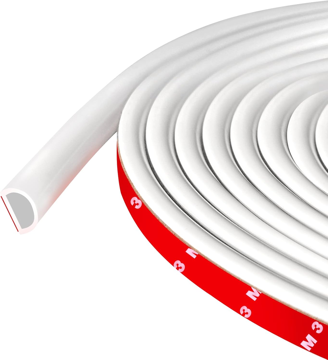 Weather Stripping Door Seal Self Adhesive Weather Strip Silicone D Shaped Door Seal Strip for Door Frame/Window Seal, 20Ft, Brown (3/8" W × 1/4" T)