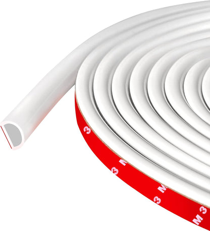 Weather Stripping Door Seal Self Adhesive Weather Strip Silicone D Shaped Door Seal Strip for Door Frame/Window Seal, 20Ft, Brown (3/8" W × 1/4" T)