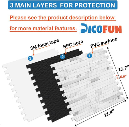 DICOFUN 10-Sheet Peel and Stick Backsplash Wall Tile, PVC Kitchen Backsplash Peel and Stick in Sandstone, 9.4 sq.ft