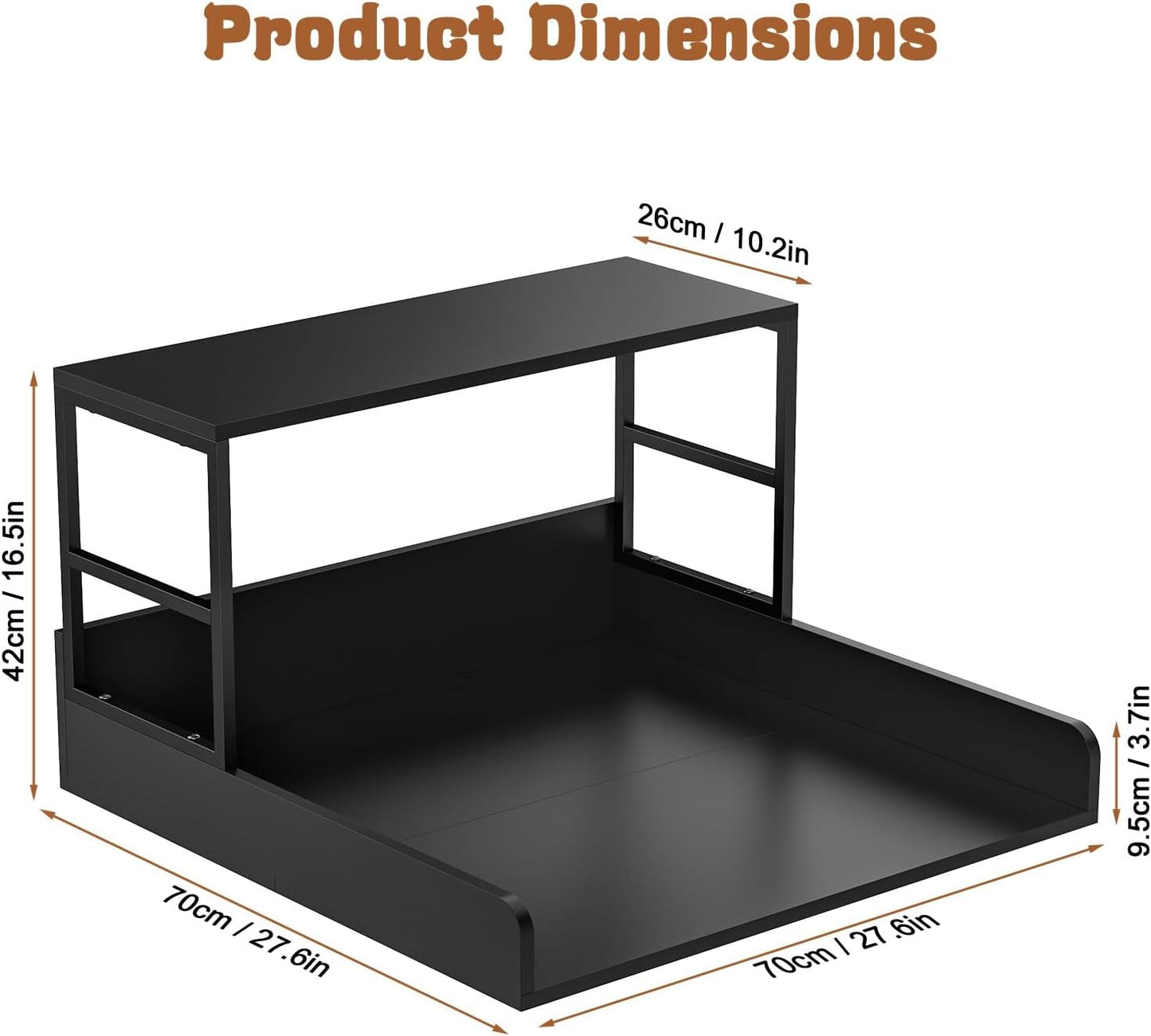 Washer Dryer Countertop with Guardrails, Heavy Duty Laundry Room Counter Top with Anti-Slip Strips & Storage Space, Waterproof Over Washer Dryer Shelf for Laundry Room Organization Black