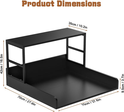 Washer Dryer Countertop with Guardrails, Heavy Duty Laundry Room Counter Top with Anti-Slip Strips & Storage Space, Waterproof Over Washer Dryer Shelf for Laundry Room Organization Black