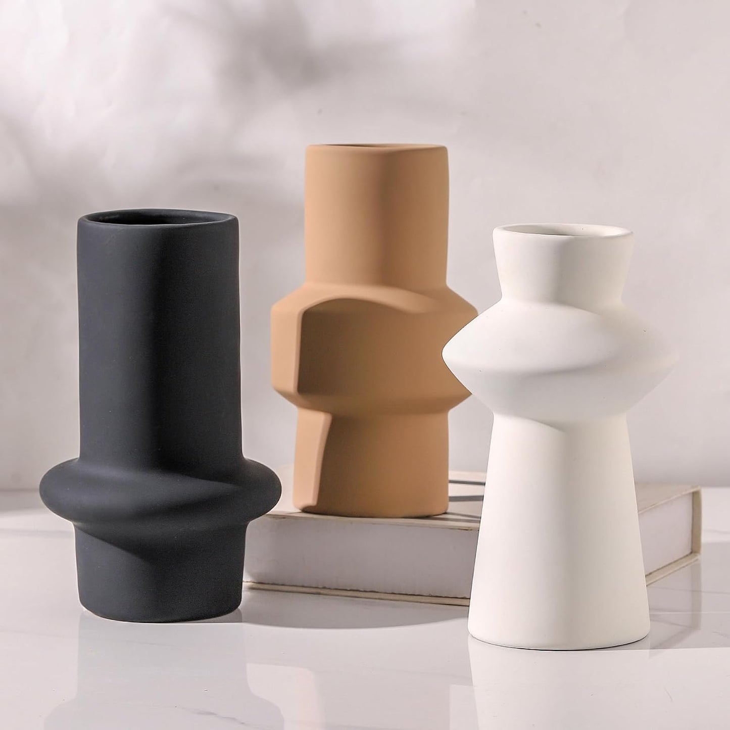 Bud Vase - Flower Vase Set - Decorative Vases - Ceramic Small Vase Set of 3 for Centerpieces - Ice Creak for Decor - Modern Decoration Vases for Home Farmhouse Table Office, Mini Vase by Lyeec